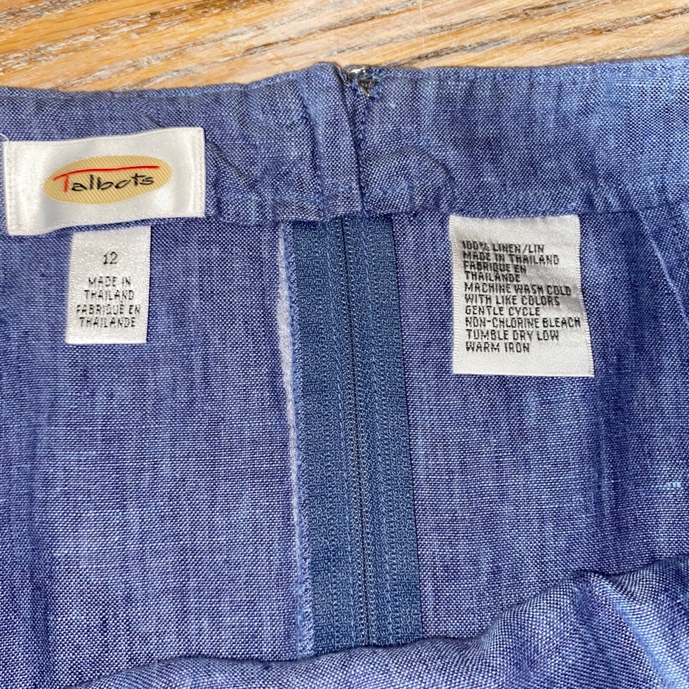 Talbots 100% Linen Wrap Style Side Button Skirt - image 4